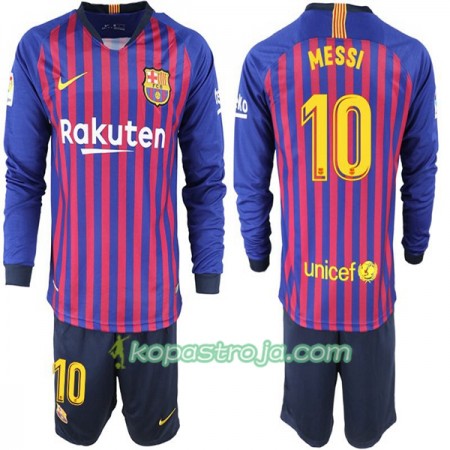 Billiga Fotbollströjor FC Barcelona Messi 10 Barn Hemma tröja 2018/19 Långärmad